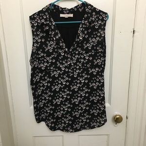 LOFT Mixed Media Collared Split Neck Shell size XL